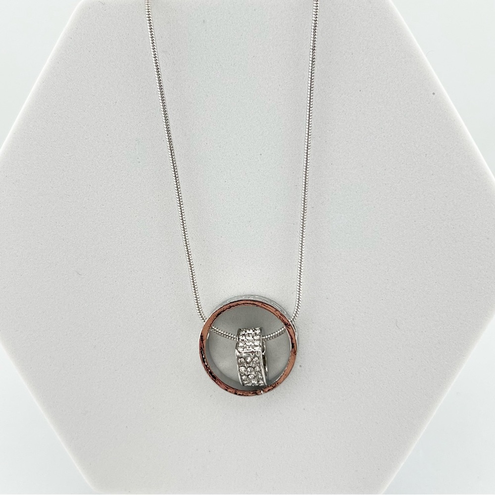 Swarovski Crystal Heart in Circle Silver Necklace - Picture 3 of 12